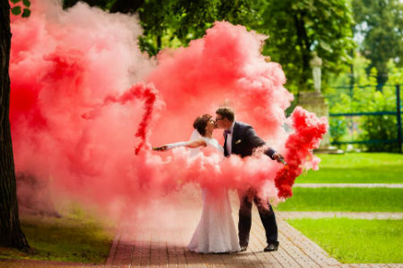smoke bomb wedding exit